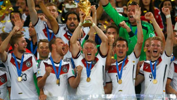 Germany celebrate their 2014 FIFA World Cup win over Argentina.