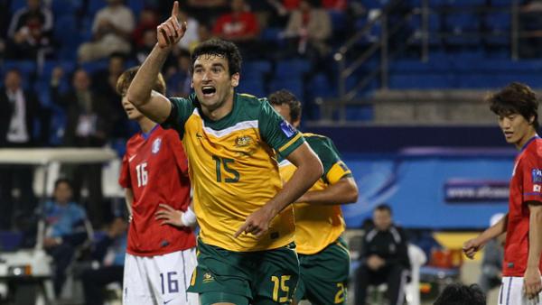 Mile Jedinak celebrates his goal against Korea Republic at the 2011 Asian Cup.