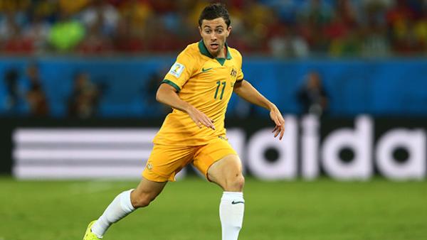 Tommy Oar in Australia's World Cup opener against Chile.