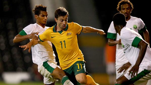Oar in action for the Socceroos against Saudi Arabia.