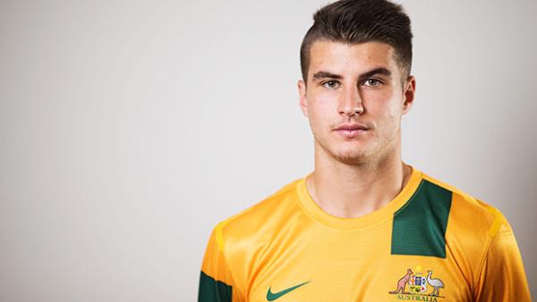 Terry Antonis poses at last year's farewell function for the Young Socceroos.