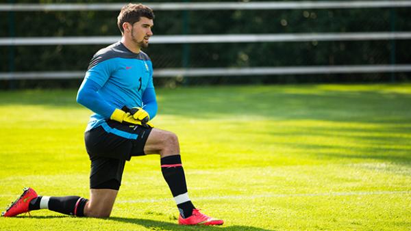 Goalkeeper Mat Ryan on the Socceroos' training ground.