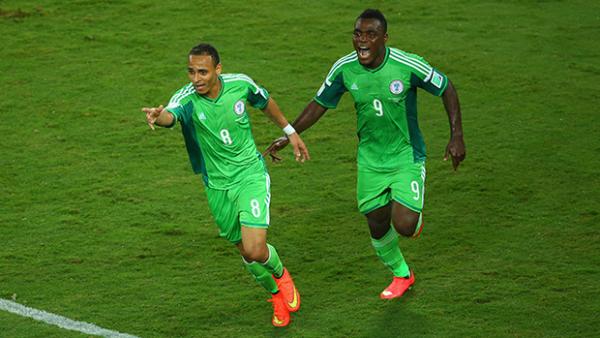 Nigeria's Peter Odemwingie celebrates the solitary goal in the Group F match against Bosnia-Herzegovina.