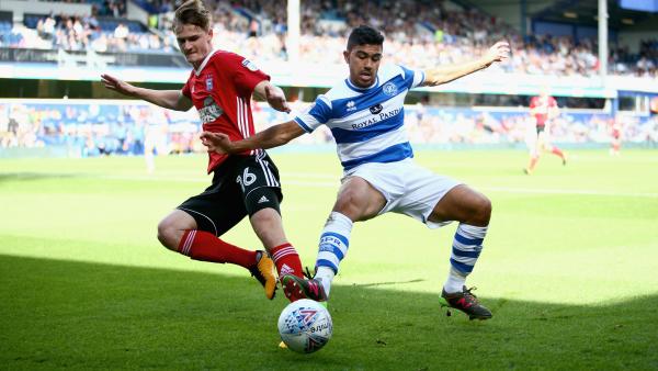 Massimo Luongo on the ball for QPR against Ipswich Town.