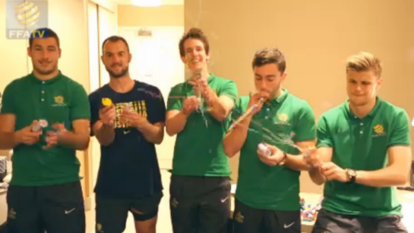Socceroos Mathew Leckie, Ivan Franjic, Robbie Kruse, Tommy Oar and Mitch Langerak.