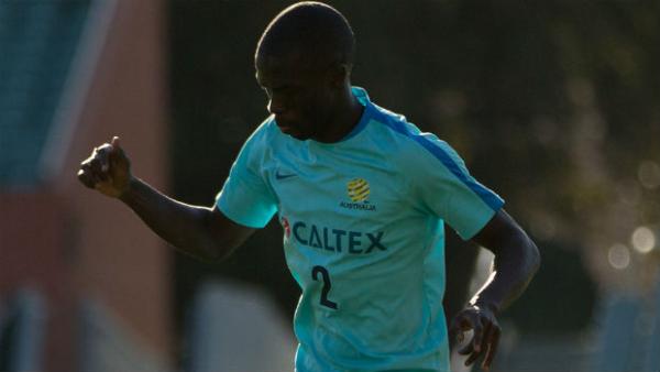 Defender Jason Geria on the training ground in Adelaide.