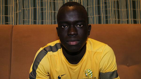 Young Socceroo Awer Mabil after being selected for his first national training camp.