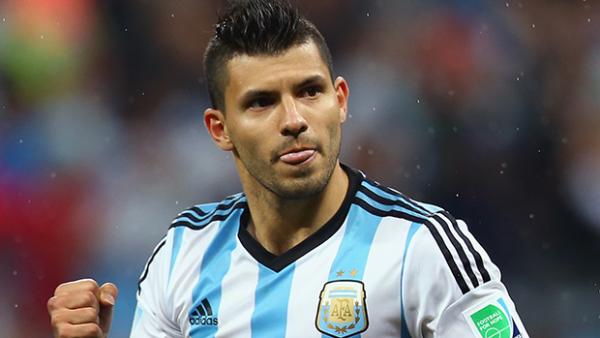 Aguero celebrates after converting a penalty against the Netherlands.