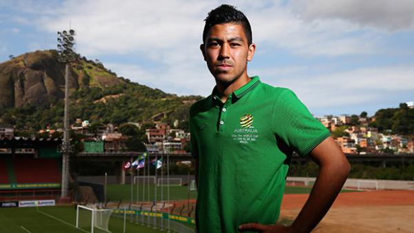 Massimo Luongo at the Socceroos' World Cup training base in Vitoria, Brazil.
