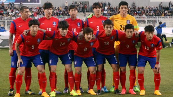 The Korea Republic side before their recent friendly against Jordan.
