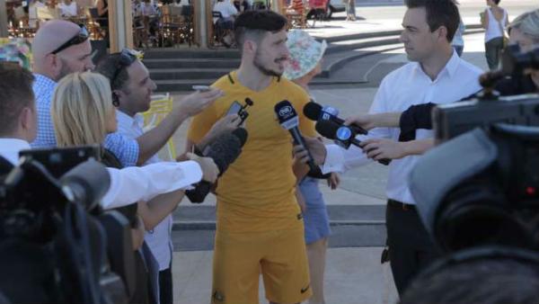 Mat Leckie at the Caltex Socceroos new Nike kit launch.