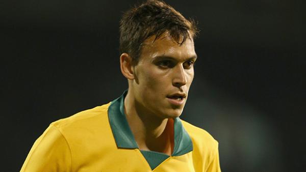 Trent Sainsbury in action for the Socceroos against Saudi Arabia.