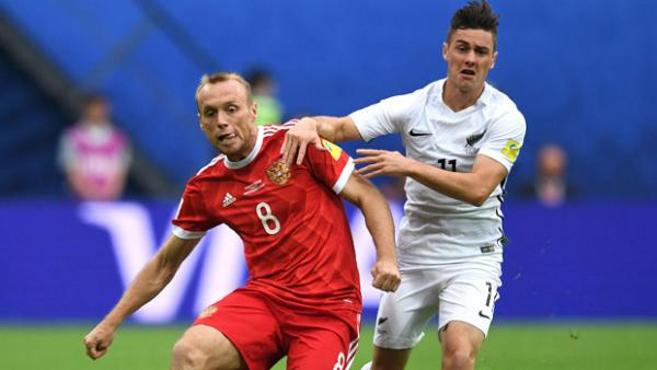 New Zealand were beaten 2-0 by Russia in their Confederations Cup opener.