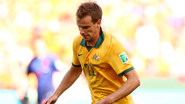 Alex Wilkinson in action for the Socceroos at the FIFA World Cup in June.