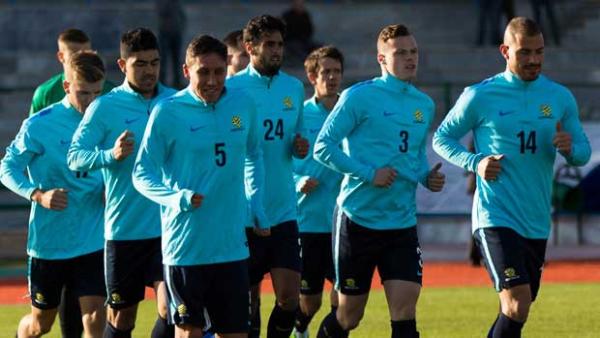 Caltex Socceroos training in Tehran.