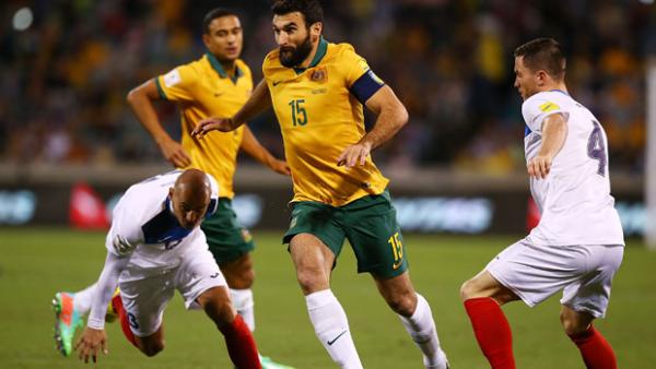 Mile Jedinak on the ball against Kyrgyzstan.