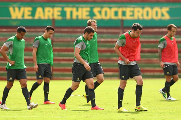 The Socceroos have had their first training session at their World Cup base in Vitoria.