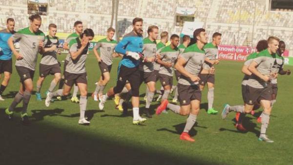 The Olyroos train at Hwaseong Sports Complex Stadium ahead of kick-off against Korea Republic.