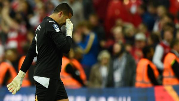 Goalkeeper Adam Federici leaves the Wembley pitch at full-time after Reading's FA Cup loss.