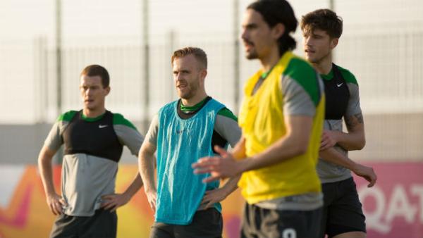 The Olyroos in training at the 2016 AFC U-23 Championship in Qatar.