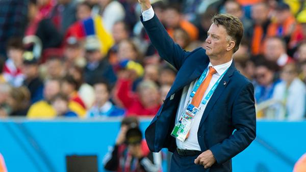 Dutch coach Louis van Gaal on the sideline in his side's win over the Socceroos.