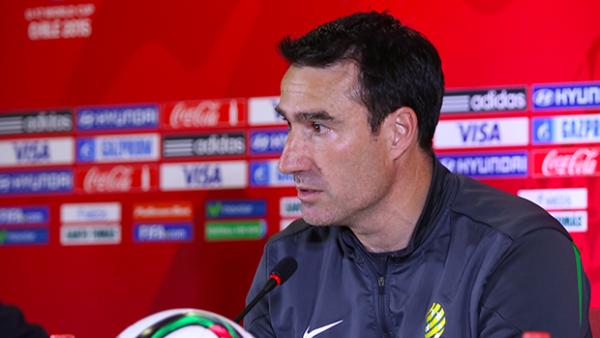 Tony Vidmar speaks at a press conference at the 2015 FIFA U-17 World Cup