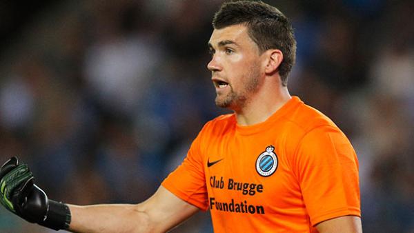 Mat Ryan in action for Club Brugge in the UEFA Europa League.