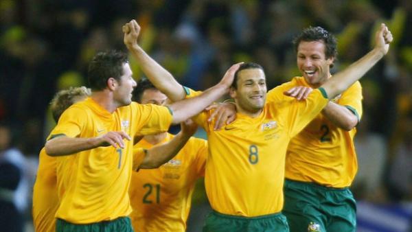 Josip Skoko celebrating the goal against Greece at the MCG in 2006.