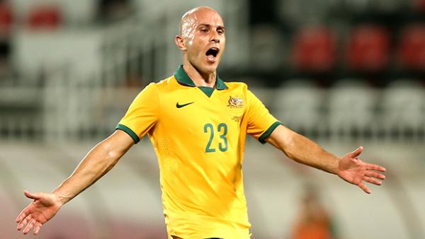 Bresciano reacts during the Socceroos' 1-0 loss to Qatar.