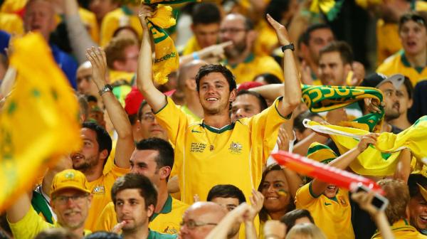 Football fans show their support for the Socceroos at the Asian Cup.