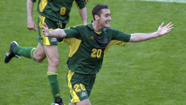 Clayton Zane celebrates scoring the winner against France in 2001.