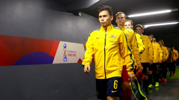 Joeys walk out of the tunnel ahead of their Round of 16 clash with Nigeria