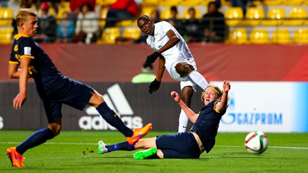 Victor Osimhen scores his opening goal against Australia