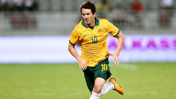 Kruse in action in Australia's friendly loss to Qatar.
