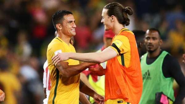 Jackson Irvine has hailed Tim Cahill ahead of his 100th international cap.