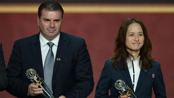 Socceroos boss Ange Postecoglou was named the 2015 coach of the year at the AFC awards in India.