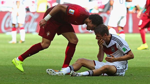 Thomas Muller was the centre of attention in Germany's thumping win over Portugal.