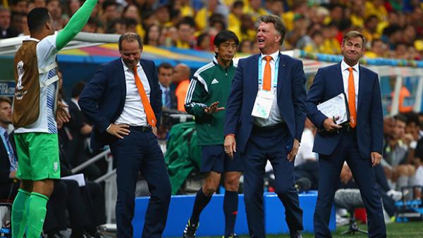 Van Gaal watches on during the Netherlands' 3-0 victory over Brazil.