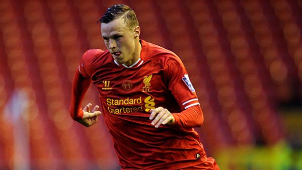Socceroo Brad Smith in action for the Liverpool youth team.