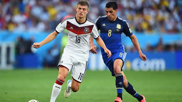 Kroos in action for Germany against Argentina in the World Cup Final.