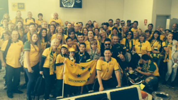 Family and friends of Socceroos at Vitoria airport en route to Curitiba.