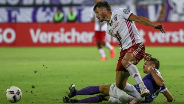 Mat Leckie in action for FC Ingolstadt in the DFB Pokal on Sunday.