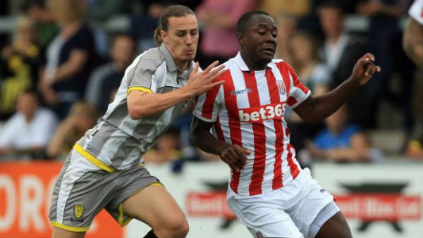 Jackson Irvine in action against Stoke City during Burton Albion's pre-season.
