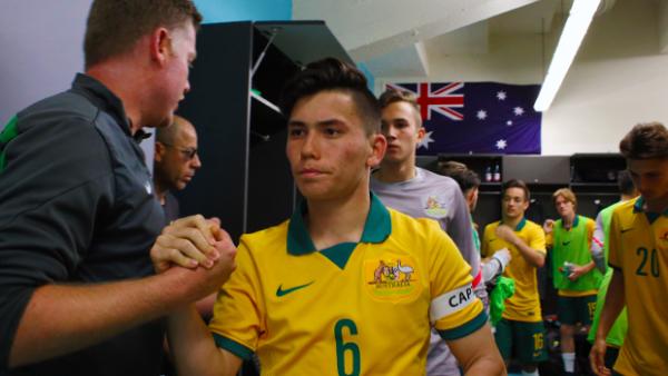 Captain Joe Caletti leads the Joeys out for their final friendly against Costa Rica