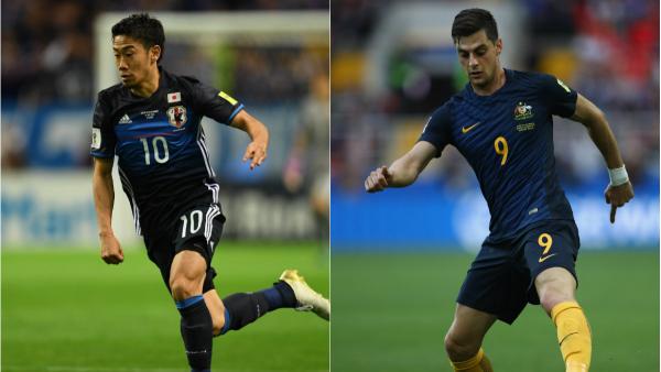 Japanese star Shinji Kagawa and Caltex Socceroos star Tomi Juric.