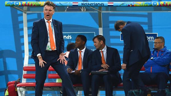 Van Gaal watches on during his side's semi-final loss to Argentina.