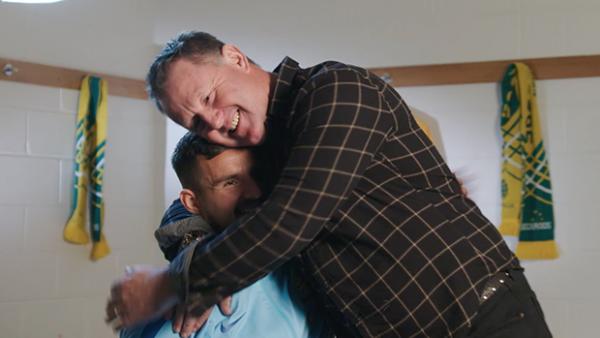 Bailey Wright is surprised by his old man on Father's Day