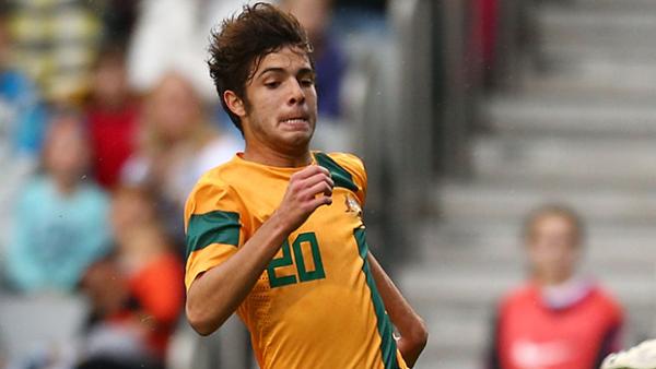 Daniel De Silva in action for the Young Socceroos.
