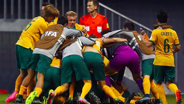 Joeys celebrate a goal against Argentina