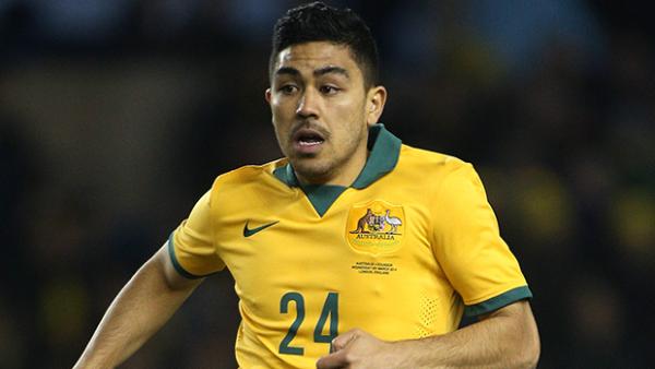 Luongo in his debut match for the Socceroos against Ecuador in March.